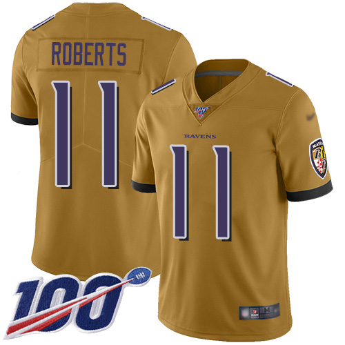 Baltimore Ravens Limited Gold Men Seth Roberts Jersey NFL Football #11 100th Season Inverted Legend